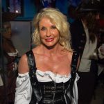 A woman dressed as a pirate at a party in The Bahamas.