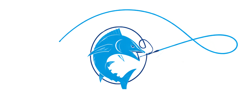 Staniel Cay Yacht Club Logo featuring a stylized blue fish, a circular fishing line, and the text “Staniel Cay Yacht Club Wahoo Blitz” in white and blue lettering, commemorating the SCYC Wahoo Tournament 2027. Vacation Rentals and Resort on Staniel Cay Exuma